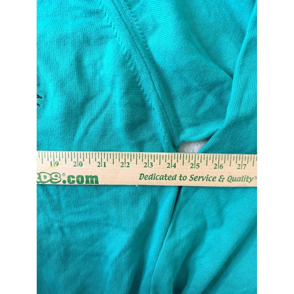 Vintage Crown Club Otter Society V-Neck Sweater Mens XL Teal Green Cotton‎ USA